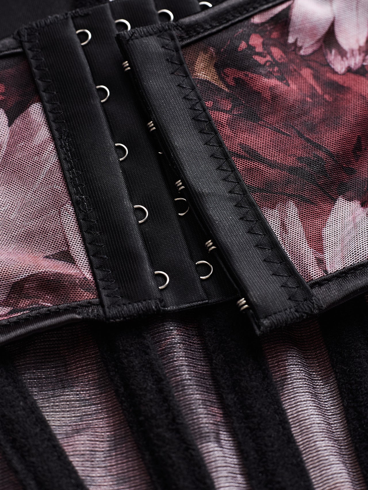 Mesh Floral Print Steel Ring Boning Corset Short Strapless Vest Underwear Sexy Spaghetti Straps Slimming - Modestly Vogue 