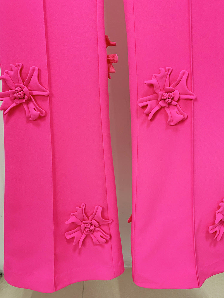 Stars Heavy Industry Three-Dimensional Floral Decoration Bootcut 3D Rose Pants Work Pant - Modestly Vogue 