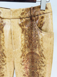 Snakeskin Leather Jacket & Flared Pants | Bold Co-Ord Set - Modestly Vogue 