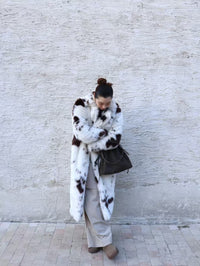 Faux Fur Coat Cow Point Printing Fox Fur Coat Extended Winter Environmental Protection Fur Coat - Modestly Vogue 