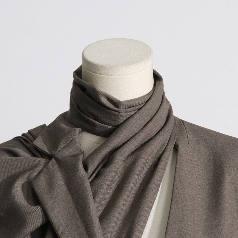 Elegant Cutout Scarf Blazer for Women – Slim Fit Style - Modestly Vogue 