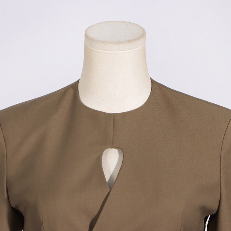 Fashionable  Cutout Tailored Blazer - Modestly Vogue 