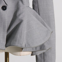 Elegant Double Breasted Ruffled Waist Short Blazer - Modestly Vogue 