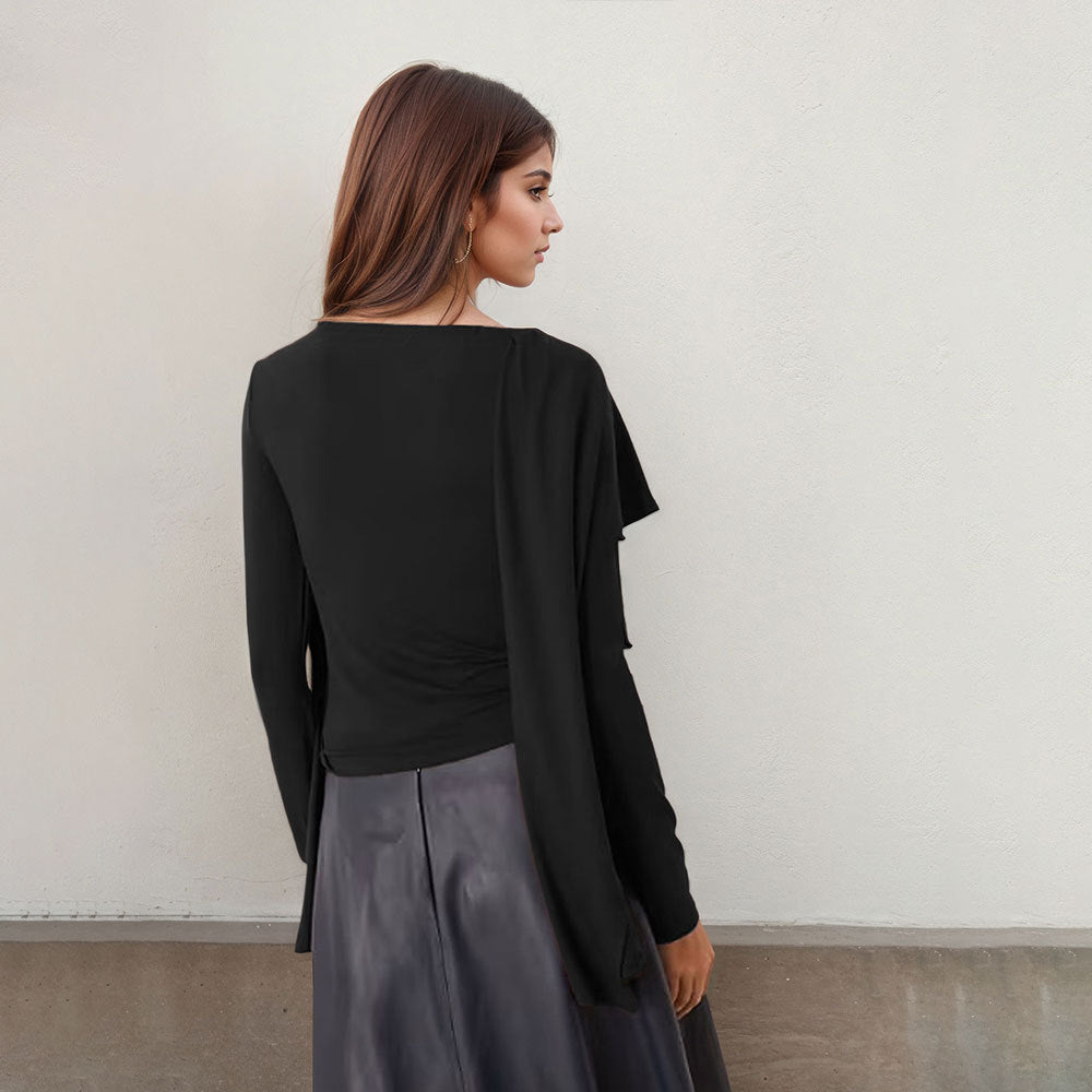 Women Dark High Grade Cape Sleeve Women Autumn Winter Niche Top