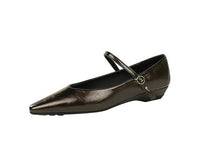 Women’s Low Heel Wedge Mary Jane Shoes with Pointed Toe