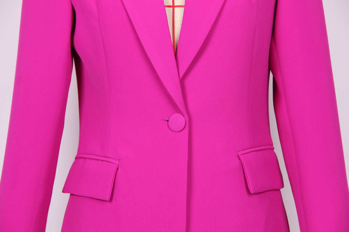 Red Wide Leg Tailored Elegant Pant Set Suit - Modestly Vogue 