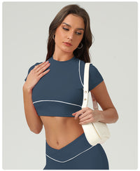 Quick-Drying Short Sleeve Workout Top – Women's Running & Yoga T-Shirt