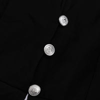 Black & White Color Contrast A-Line Dress – V Neck Flared Sleeves