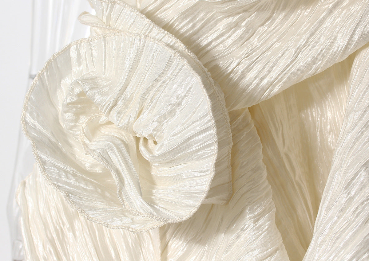 Pleated Floral Ruffled Dress – Asymmetric Retro Summer Style - Modestly Vogue 