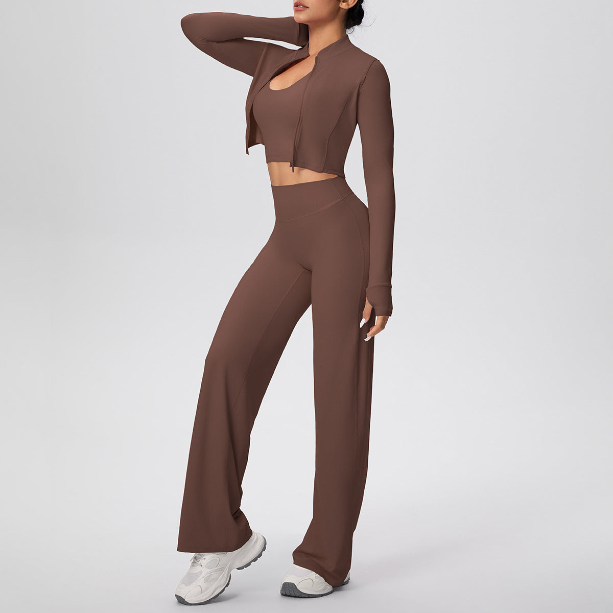 Women’s 3-Piece Sports Set | Zip Jacket, Halter Top & Pants