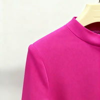 Pink High Neck Collar Cuff Large Floral Maxi Formal Dress - Modestly Vogue 