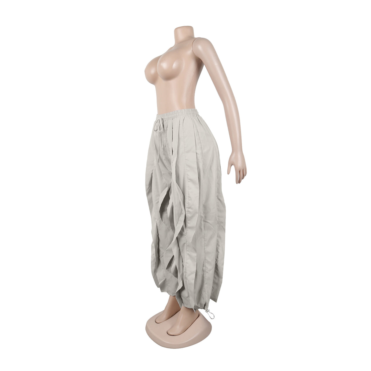 Taupe Ruffle Leg Ankle Banded Pants - Modestly Vogue 