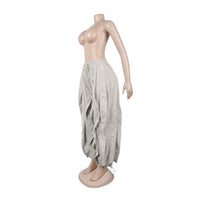 Taupe Ruffle Leg Ankle Banded Pants - Modestly Vogue 