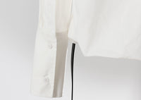 Pleated Waist Belted Mid-Length Shirt – White Casual Fashion Top - Modestly Vogue 