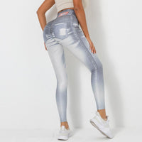 Digital Printing Denim Blue Yoga Pants Sports Leggings - Modestly Vogue 