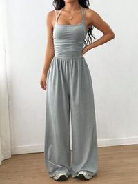 Suspender Women Casual Summer Wide Leg Loose Wrapped Chest Nipped Waist Jumpsuit - Modestly Vogue 