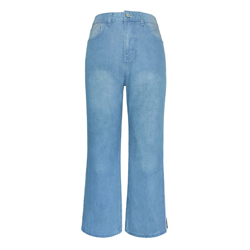 Blue Denim Black Striped Jeans - Modestly Vogue 