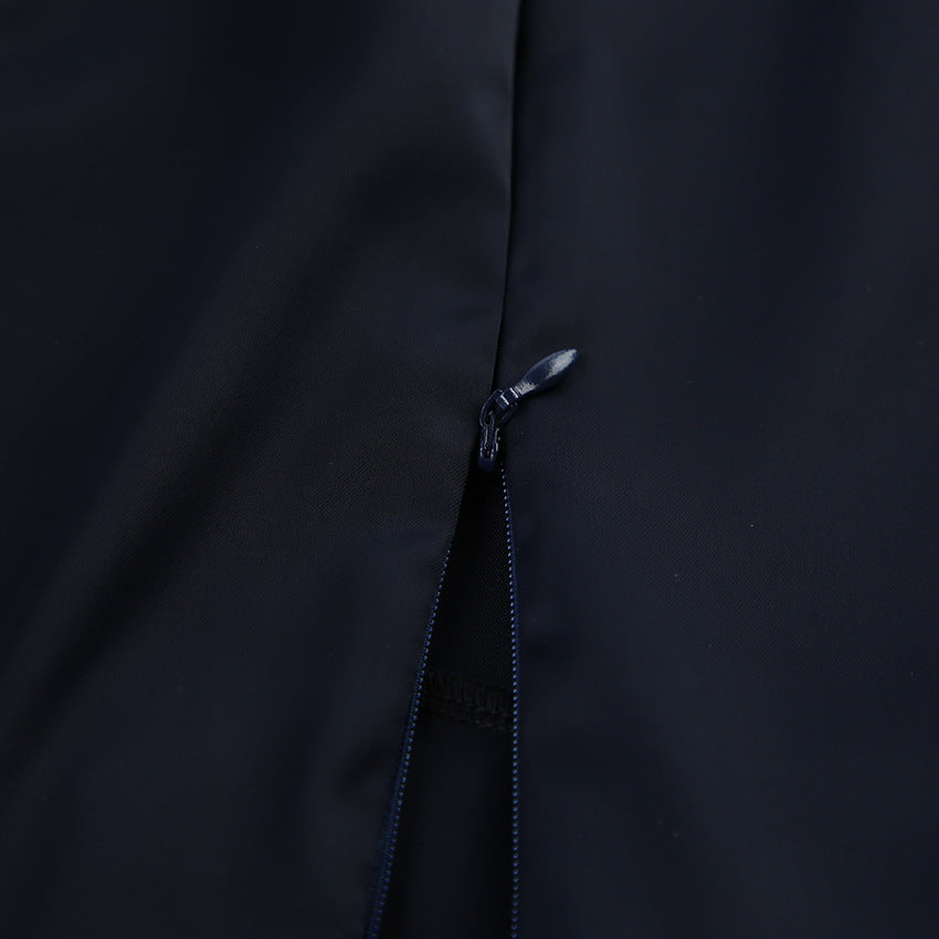 Autumn Winter Irregular Asymmetric Navy Blue Long-Sleeved Dress Women Slim Slimming Sheath - Modestly Vogue 