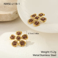 Trendy Leopard Print Design Floral Stainless Steel Studs Affordable Luxury Earrings