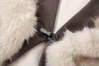 Cropped Fur Trim Sweater Jacket - Modestly Vogue 