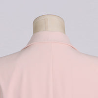 V-Neck Pink Mesh Stitching Long Sleeve Women’s Blazer - Modestly Vogue 