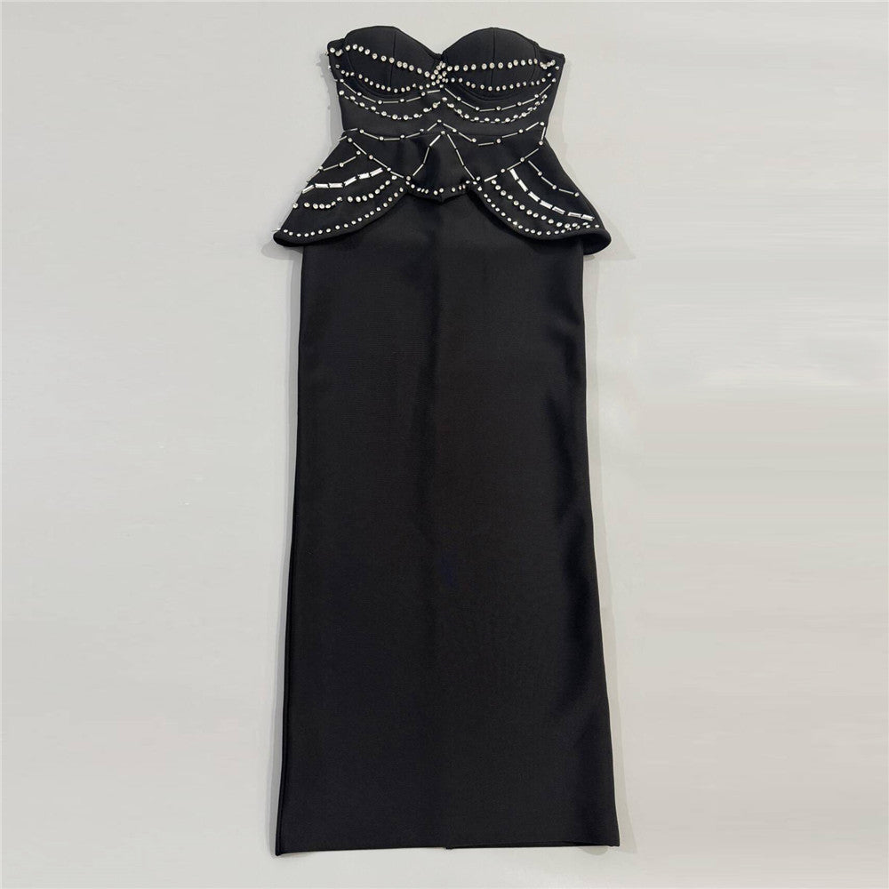 Tube Top Bandage One Piece Dress Niche Party Skinny Long Evening Dress