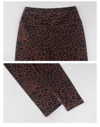 Leopard Print Tight Yoga Women High Waist Hip Raise Pants Thin Strap Beauty Back Exercise Bra Fitness Two Piece Sets - Modestly Vogue 