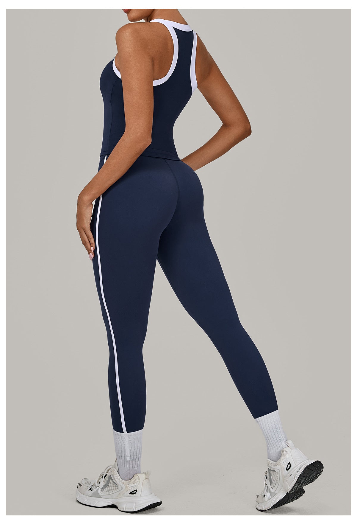 Contrast Color Binding Sports Suit Women Tight Nude Feel Yoga Clothes Sports Outdoor Fitness Two Piece Sets