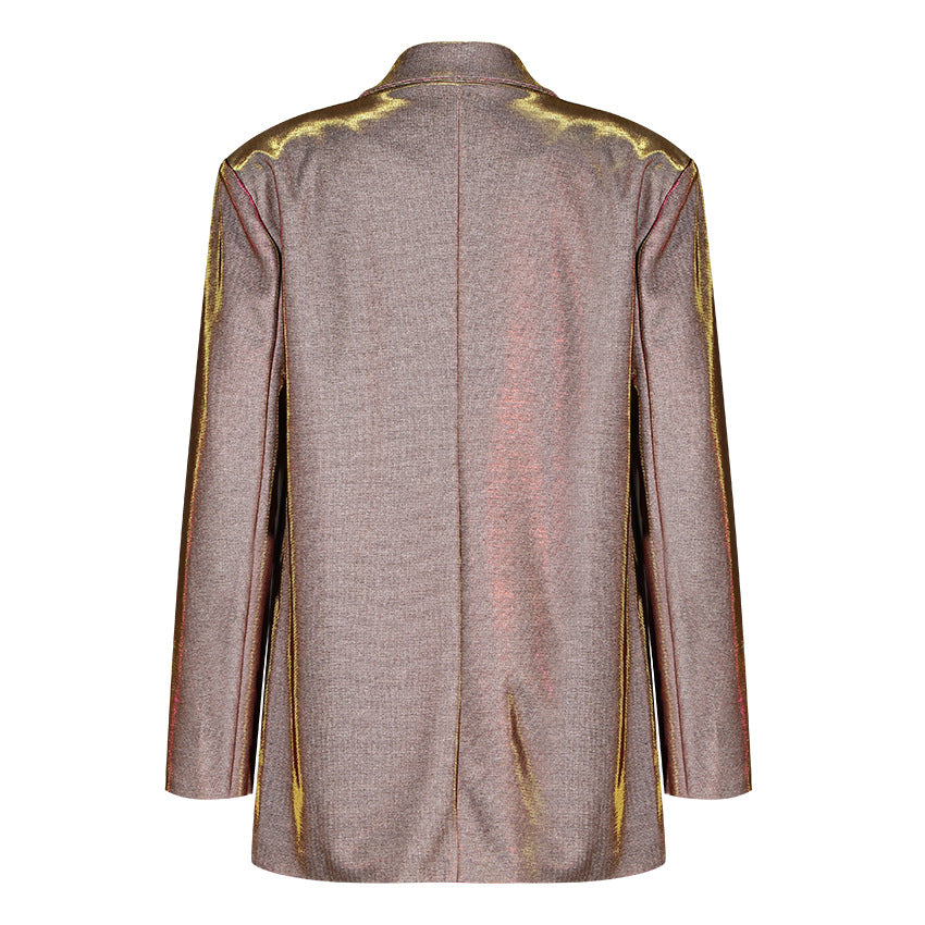 Spring Women Casual Loose Collared Long Sleeves Padded Shoulder two Piece Sets - Modestly Vogue 
