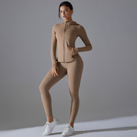Hooded Zipper Yoga Coat – High Strength Long Sleeve Workout Set