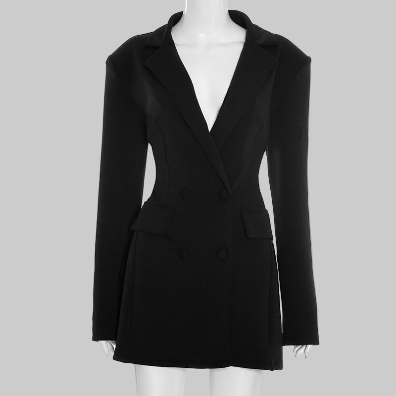 Women’s Autumn Solid Color Slim Fit Long Sleeve Dress