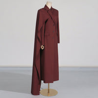 Elegant Comfort Casual Slim Fit Polo Collar Solid Color Long Trench Coat - Modestly Vogue 