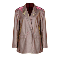 Spring Women Casual Loose Collared Long Sleeves Padded Shoulder two Piece Sets - Modestly Vogue 