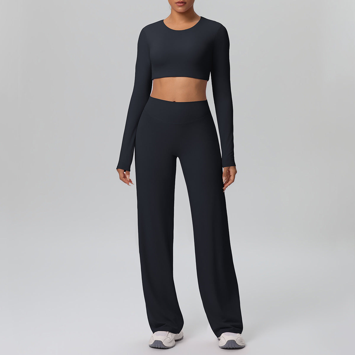Pink Lace Studio Sculpt Women’s Workout Set – Breathable Long Sleeve & Pants - Modestly Vogue 