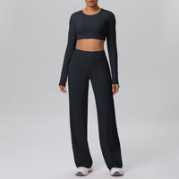 Pink Lace Studio Sculpt Women’s Workout Set – Breathable Long Sleeve & Pants - Modestly Vogue 