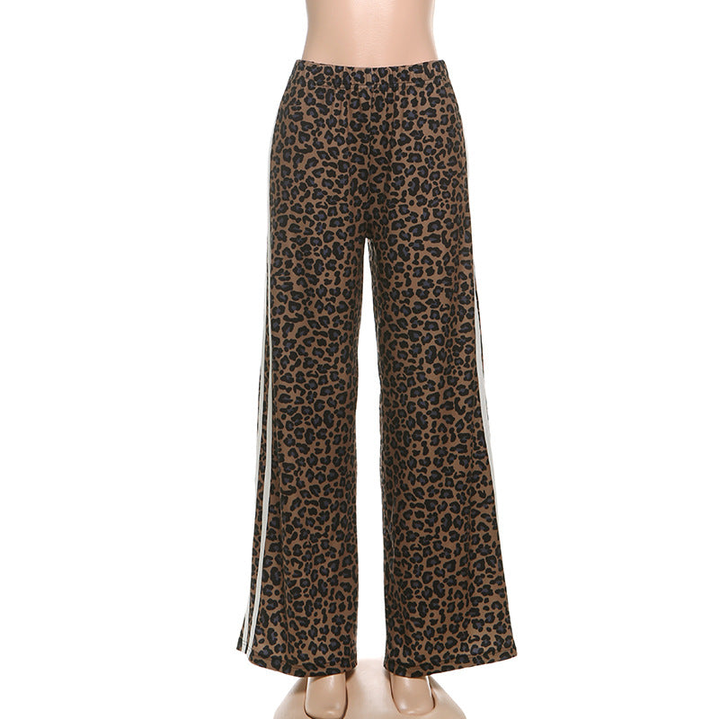 Leopard Print High Waist Wide Leg Trousers Pants - Modestly Vogue 