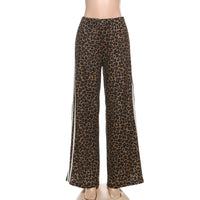 Leopard Print High Waist Wide Leg Trousers Pants - Modestly Vogue 
