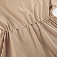 Women Mid Length Drawstring Trench Coat Casual Loose Fit - Modestly Vogue 