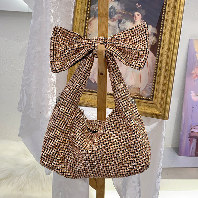 Elegant Bow Trend Shiny Rhinestone Bag Tote Shoulder Bag - Modestly Vogue 