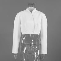 Women’s V-Neck Long Sleeve Loose Short Coat – Minimalist Chic