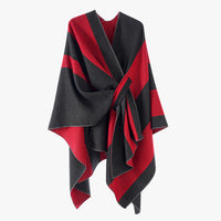 Double Sided Cape Shawl Outer Wear Women Striped Bar Shawl High Sense Cape Shawl