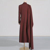 Elegant Comfort Casual Slim Fit Polo Collar Solid Color Long Trench Coat - Modestly Vogue 