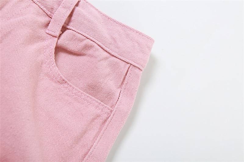 Contrast Color High Waist Loose Casual Jeans Pants - Modestly Vogue 