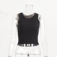 Knitted Vest Women Summer Solid Color Slim Thread Inner Wear Blouse Short Vest - Modestly Vogue 