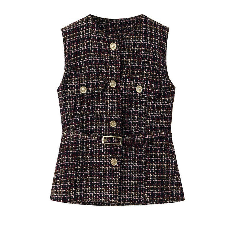 French Socialite Chanel Elegant Vest Coat Women Autumn Lace up Top - Modestly Vogue 