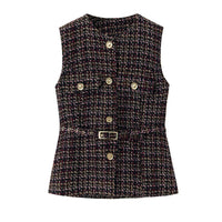 French Socialite Chanel Elegant Vest Coat Women Autumn Lace up Top - Modestly Vogue 