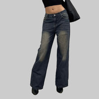 Distressed Straight-Leg Pants  Loose Wide Leg Denim Jeans - Modestly Vogue 