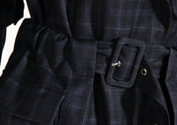 British Plaid Trench Coat for Women with Waist Belt - Modestly Vogue 