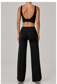 Double Shoulder Strap Bra & Straight Leg Yoga Trousers Set