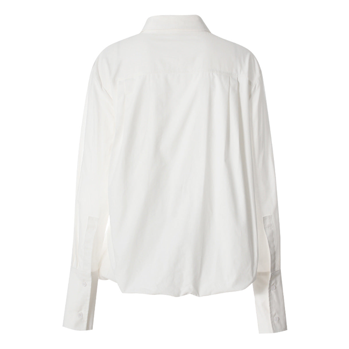 Pleated Waist Belted Mid-Length Shirt – White Casual Fashion Top - Modestly Vogue 